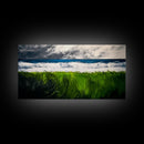 Ocean Waves, Beach Grass, Coastal Landscape, Serene Wall Art, Nature Inspired Home Decor, Framed Canvas Print, Living Room Art