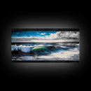 Ocean Wave, Blue Water, Wall Art, Framed Canvas Print, Coastal Decor, Large Beach Print, Nautical Art, Living Room Wall Art