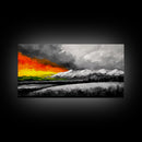 Sunset Over Mountains, Dramatic Sky, Nature Art, Colorful Landscape, Bold Wall Decor, Statement Piece, Living Room, Canvas Print