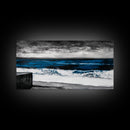 Ocean Waves, Moody, Blue, Coastal, Framed Canvas Print, Seascape Painting, Beach House Decor, Nautical Wall Art, Large Wall Art
