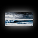 Stormy Ocean, Dramatic Seascape, Blue Waves, Coastal Decor, Moody Beach Art, Modern Wall Decor, Large Statement, Framed Canvas Print