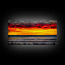 Sunset Beach, Ocean Art, Coastal Landscape, Modern Canvas Print, Boho Wall Art, Vibrant Seascape, Living Room Decor, Bold Art