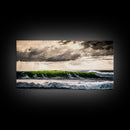 Green Wave, Stormy Ocean, Dramatic Canvas Print, Coastal Wall Art, Surfing Art, Minimalist Waves, Office Decor, Modern Seascape