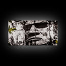 Monochrome Face Art, Edgy Black White Painting, Street Art Print, Urban Loft Decor, Framed Canvas Print, Unique Statement Piece