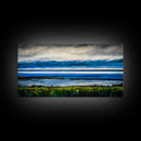 Ocean Horizon, Blue Sky, Coastal, Minimalist, Framed Canvas Print, Seascape Painting, Modern Wall Art, Living Room Decor, Tranquil Scene