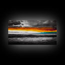 Sunset Horizon, Dramatic Sky, Abstract, Modern Nature Art, Living Room Wall Art, Framed Canvas Print, Colorful Painting, Scenic View