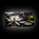 Lotus Flower, Black and White Botanical Art, Zen Wall Decor, Nature Painting, Minimalist Canvas Print, Bedroom Meditation Art