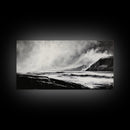 Monochrome Seascape, Dramatic Waves, Stormy Ocean, Modern Wall Art, Black and White Painting, Living Room Art, Framed Canvas Print, Gift Idea