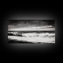 Monochrome Ocean, Rolling Waves, Black and White Beach Art, Framed Canvas Print, Minimalist Seascape, Coastal Wall Decor, Bedroom Art