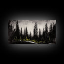 Black Forest, Dark Landscape, Modern Wall Art, Minimalist Nature, Moody Trees, Framed Canvas Print, Living Room Decor, Rustic Cabin Art