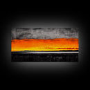 Sunset Glow, Dramatic Sky, Scenic Landscape, Bold Colors, Rustic Nature, Framed Canvas Print, Fall Decor, Living Room Wall Art