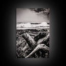 Ocean Waves, Stormy Sky, Framed Canvas Print, Coastal Wall Art, Black and White Seascape, Beach House Decor, Nautical Art, Modern Style