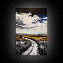 Pathway, Open Fields, Framed Canvas Print, Rustic Landscape, Countryside Decor, Farmhouse Wall Art, Neutral Tones, Home Gift Idea