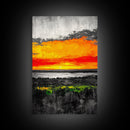 Fiery Sunset Glow, Dramatic Sky Painting, Vibrant Landscape Art, Living Room Decor, Bold Color Wall Art, Framed Canvas Print