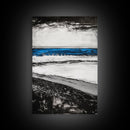 Coastal Shore, Beach Wall Art, Minimalist Seascape, Ocean Waves, Black and White Art, Nautical Decor, Relaxing Home Art, Canvas Print