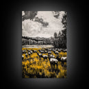 Elk Herd, Autumn Field, Wildlife Wall Art, Canvas Print, Rustic Home Decor, Cabin Aesthetic, Mountain Scene, Nature Photography