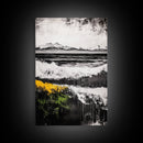 Mountain Sunset, Bold Colors, Abstract Landscape, Framed Canvas Print, Fall Wall Art, Rustic Home Decor, Large Wall Painting