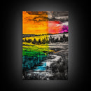 Vibrant Sunset, Colorful Landscape, Bold Abstract Art, Nature Inspired, Modern Painting, Framed Canvas Print, Living Room Wall Decor