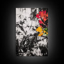 Abstract Flowers, Black and White, Red Floral Art, Bold Wall Decor, Modern Art, Framed Canvas Print, Minimalist Living Room Art