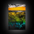 Vibrant Sunset, Golden Horizon, Abstract Landscape, Fall Wall Decor, Textured Nature Art, Framed Canvas Print, Modern Home Art