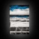 Ocean Horizon, Moody Sky Seascape, Coastal Art Print, Black and White Beach Decor, Modern Home Wall Art, Relaxing Framed Canvas Print