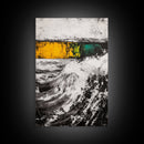Ocean Waves, Coastal Abstract, White Black Art, Framed Canvas Print, Living Room Decor, Beach House Art, Minimalist Seascape