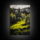 Forest Glow, Golden Trees, Nature Wall Art, Canvas Print, Mountain Landscape, Woodland Scene, Autumn Decor, Cabin Home Style, Moody Tones