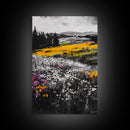Wildflower Meadow, Mountain Art, Framed Canvas Print, Nature Wall Art, Vibrant Floral Painting, Spring Landscape Art, Living Room Decor