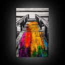 Dock, colorful, abstract, ocean, Canvas Print, nautical decor, coastal art, living room wall art, rustic boho painting, beach house wall art