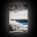 Ocean Wave Art, Monochrome Seascape Print, Coastal Wall Decor, Ocean Scene, Nautical Art, Beach House Print, Framed Canvas Print