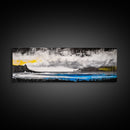 Stormy Ocean, Coastal Scene, Framed Canvas Print, Black and White Wall Art, Dramatic Seascape, Office Decor, Moody Landscape Painting