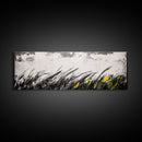 Grassy Field Painting, Minimalist Art, Nature Inspired, Modern Wall Decor, Black and White Art, Framed Canvas Print, Office Wall Art