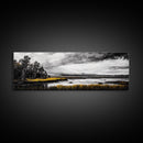 Stormy Marsh, Moody Landscape, Black and White Nature Art, Rustic Home Decor, Framed Canvas Print, Cabin Wall Art, Fall Decor, Dramatic Scene