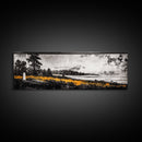 Mountain View, Misty Landscape, Rustic Wall Art, Black and White Print, Nature Inspired Art, Bedroom Decor, Framed Canvas Print, Gift