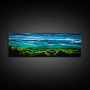 Ocean Wave, Deep Blue Seascape, Underwater Scene, Green and Blue, Coastal Home Decor, Tropical Wall Art, Framed Canvas Print