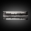 Monochrome Forest, Black and White, Nature Wall Art, Minimalist Landscape, Serene Art, Woodland Scene, Framed Canvas Print, Bedroom Wall Art
