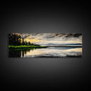 Lake Sunset Art, Landscape Painting, Nature Wall Decor, Tranquil Water Reflection, Rustic Home Art, Living Room Wall Art, Framed Canvas Print