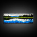Lake Reflection, Blue Sky, Green Landscape, Framed Canvas Print, Large Wall Art, Nature Painting, Office Decor, Living Room Wall Art