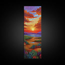Sunset Field, Desert Painting, Framed Canvas Print, colorful desert horizon landscape wall art, autumn tones, boho entryway accent