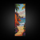Tropical, Ocean, Pathway, Paradise - Framed Canvas Print, Coastal Landscape Wall Art, Living Room Tropical Decor, Boho Summer Beach Art