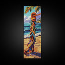 Beach, Rope, Colorful, Tropical, Framed Canvas Print, Nautical Wall Art, Coastal Boho Decor, Beach House Accent, Bright Living Room Art
