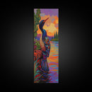 Sunset, Lake, Bird, Nature, Framed Canvas Print vibrant lakeside bird wall decor colorful boho birdwatching themed bedroom wall art