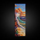 Sunset, Ocean, Wave, Surf, Canvas Print, Coastal Wall Art, Tropical Beach Painting, Bathroom Decor, Boho Nautical Vibes