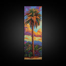 Palm, Tree, Sunset, Tropics - Canvas Print, Tropical Wall Decor, Vibrant Boho Art, Island Vibes, Living Room Accent, Palm Tree Painting