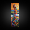 Mother Ocean, Rainbow, Canvas Print, Colorful mother nature figure by ocean painting, whimsical spiritual art,  meditation room wall art