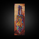 Bag Ribbon, Textiles, Fiesta - Framed Canvas Print boho textile wall art, vibrant folk art style, colorful entryway decor, Fall home accent