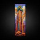 Desert Tower, Colorful Nature – Modern Southwest Wall Art, Cactus Inspired Decor, Framed Canvas Print, Eclectic Living Room Art