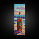 Ocean Bottle, Seaside, Reflections, Framed Canvas Print, Coastal Kitchen Decor, Nautical Wall Art, Beach House Art, Surreal Coastal Painting