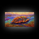 Leaf Autumn, Abstract, Abstract multicolor leaf on vibrant landscape background, Framed Canvas Print, Fall seasonal art, leaf print