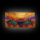 Sunrise Desert, Bloom, Canvas Print, Vibrant desert sunrise painting, boho southwestern art, Bedroom Wall Art, botanical decor